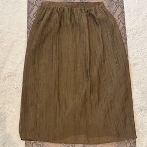 Zara Olive Green Textured Midi Skirt
